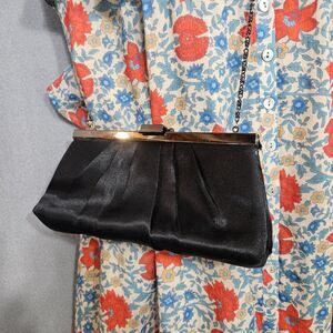 VTG Jessica McClintock Gunne Sax Satin Formal Bag Black The Classic Clamshell